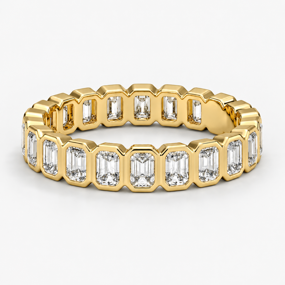 1.5 CTW Emerald Cut Diamond Full Eternity Band in 18K Yellow Gold