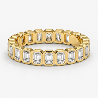 1.5 CTW Emerald Cut Diamond Full Eternity Band in 18K Yellow Gold