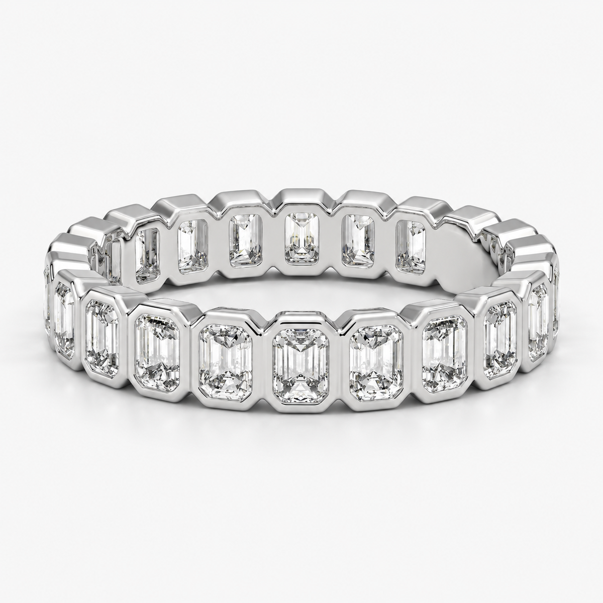1.5 CTW Emerald Cut Diamond Full Eternity Band in 18K White Gold