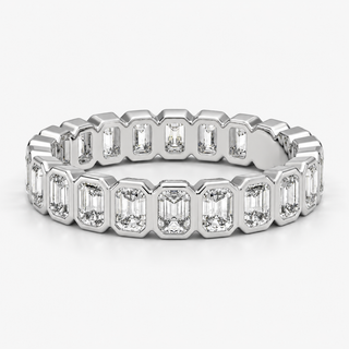 1.5 CTW Emerald Cut Diamond Full Eternity Band in 18K White Gold