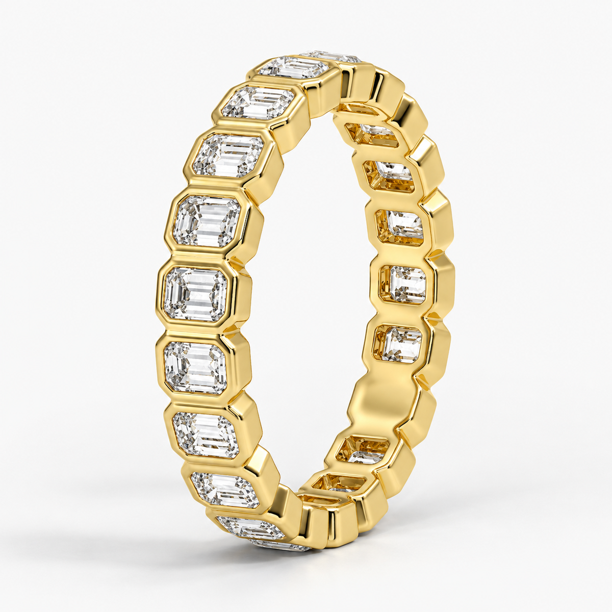 1.5 CTW Emerald Cut Diamond Full Eternity Band in 18K Yellow Gold
