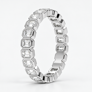 1.5 CTW Emerald Cut Diamond Full Eternity Band in 18K White Gold