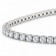 Close-up of 2 carat natural diamond tennis bracelet in 18K white gold