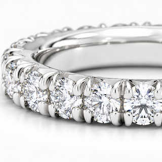 2 CTW Round Cut Natural Diamond French Pavé Full Eternity Band in 18K White Gold