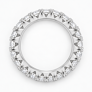 2 CTW Round Cut Natural Diamond French Pavé Full Eternity Band in 18K White Gold