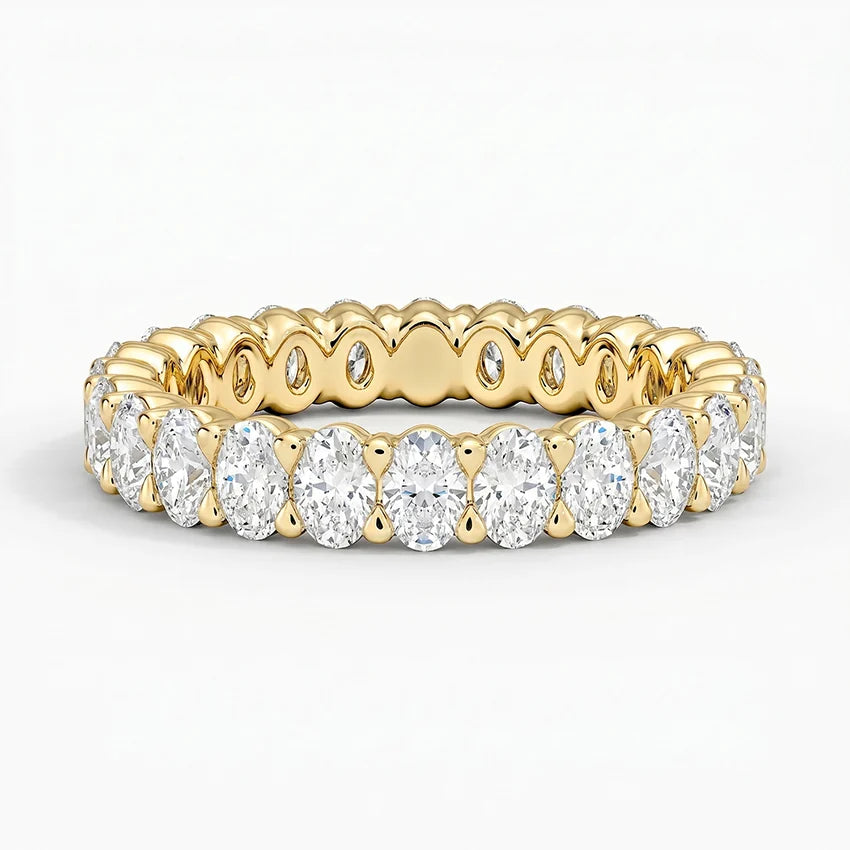2 CTW Oval Cut Natural Diamond Full Eternity Band in 18K Yellow Gold
