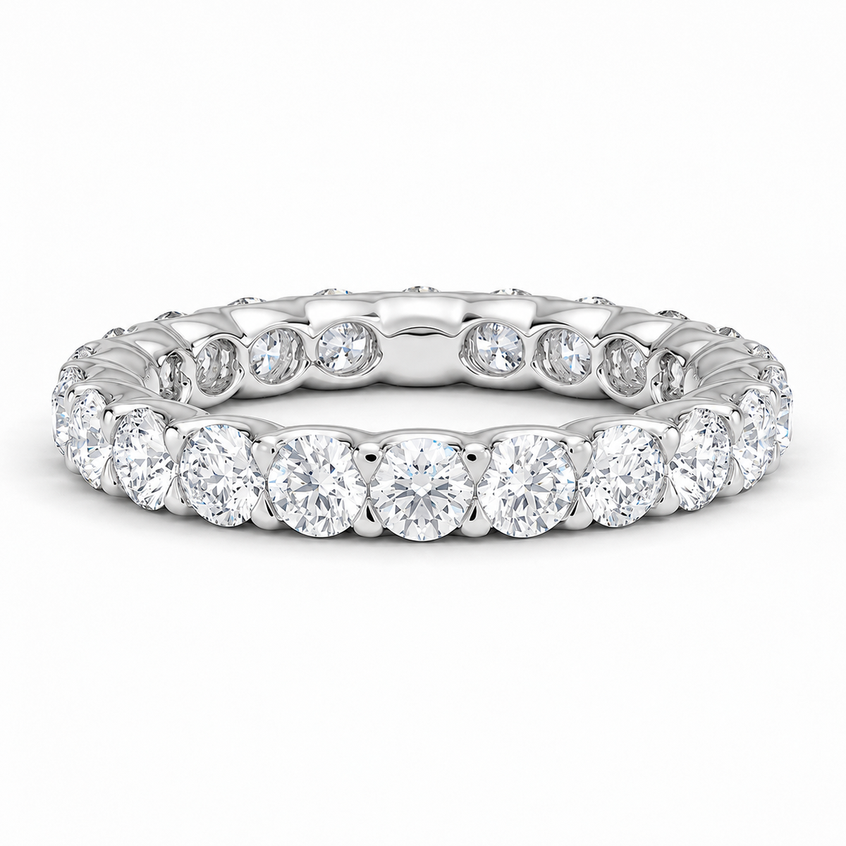 2 CTW Round Cut Natural Diamond Full Eternity Band in 18K White Gold