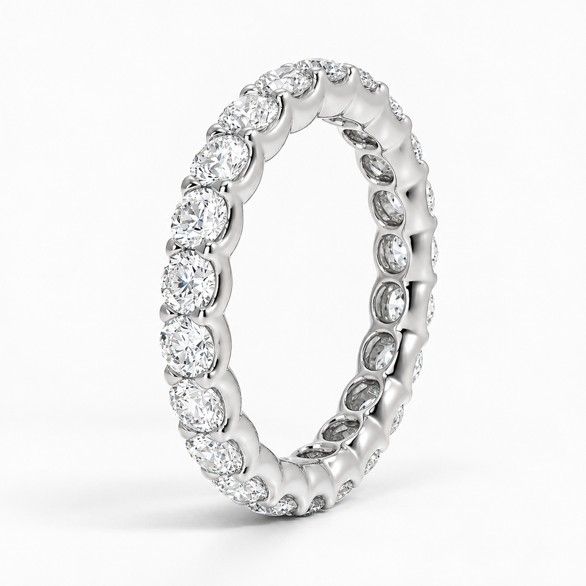 2 CTW Round Cut Natural Diamond Full Eternity Band in 18K White Gold