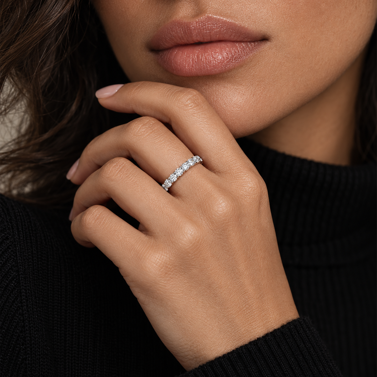 2 CTW Round Cut Natural Diamond Full Eternity Band in 18K White Gold