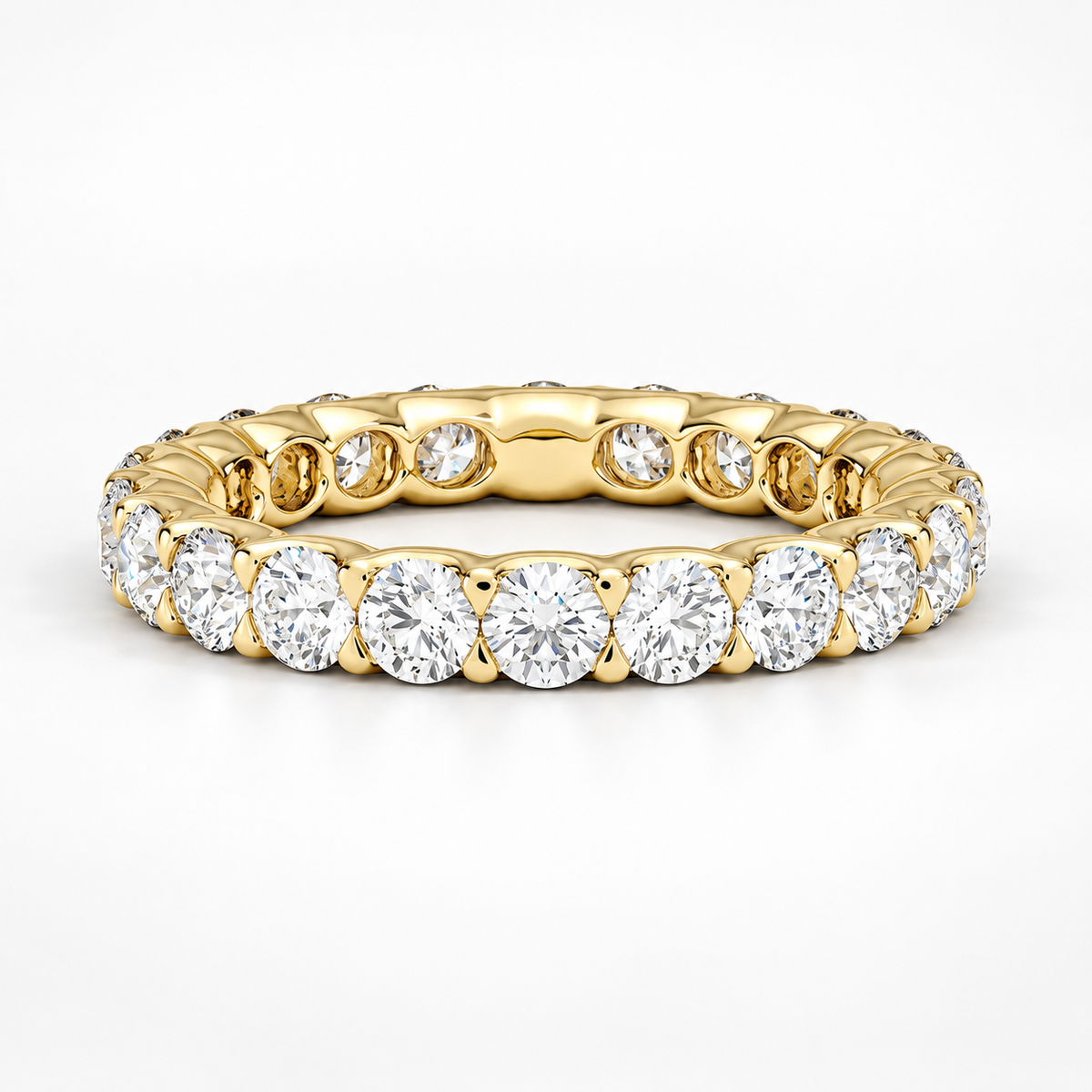 2 CTW Round Cut Natural Diamond Full Eternity Band in 18K Yellow Gold