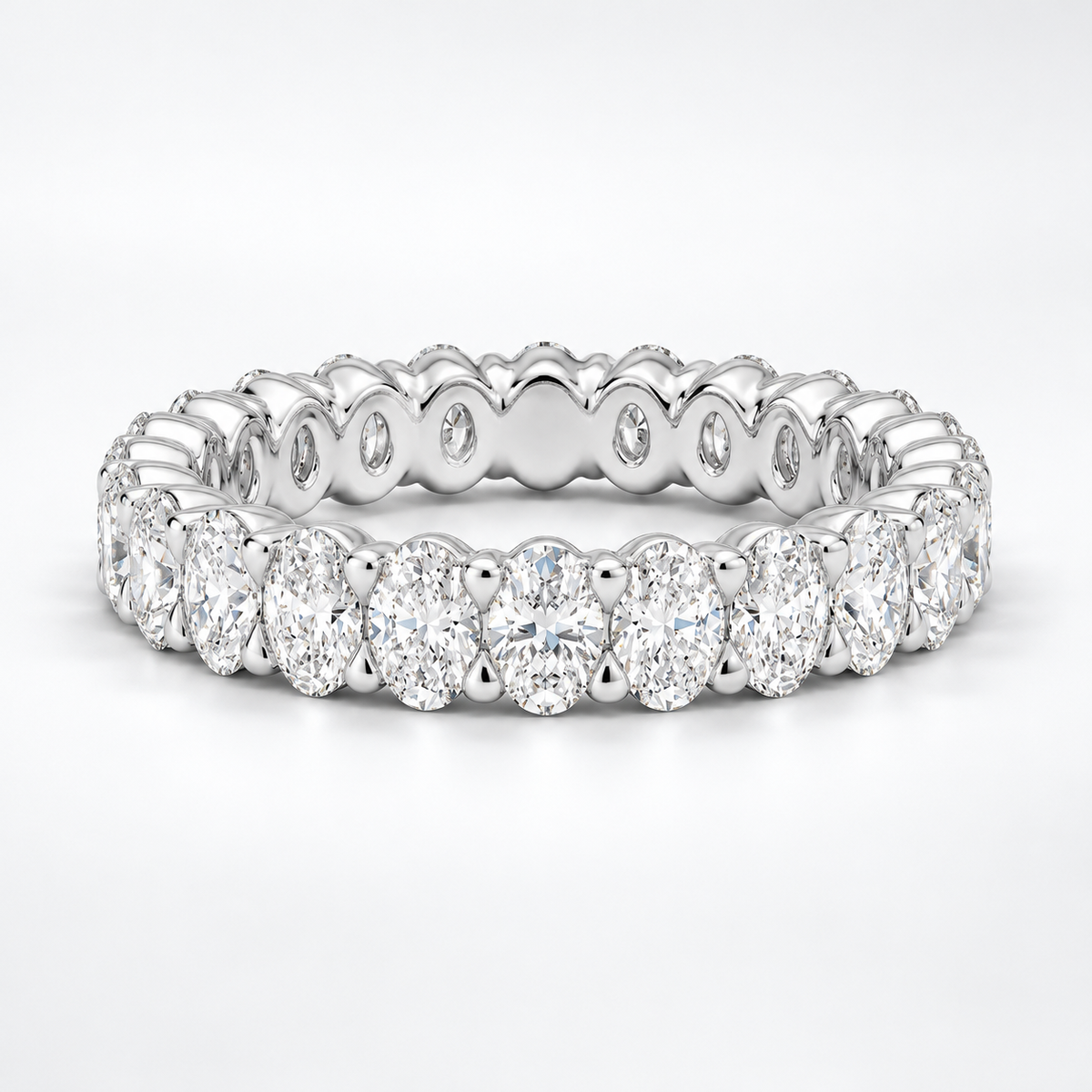2 CTW Oval Cut Natural Diamond Full Eternity Band in 18K White Gold