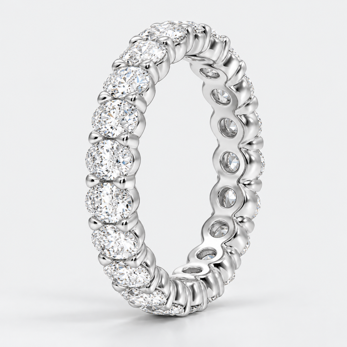 2 CTW Oval Cut Natural Diamond Full Eternity Band in 18K White Gold
