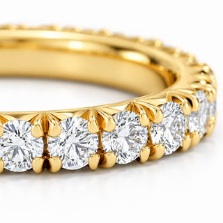 2 CTW Round Cut Natural Diamond French Pavé Full Eternity Band in 18K Yellow Gold