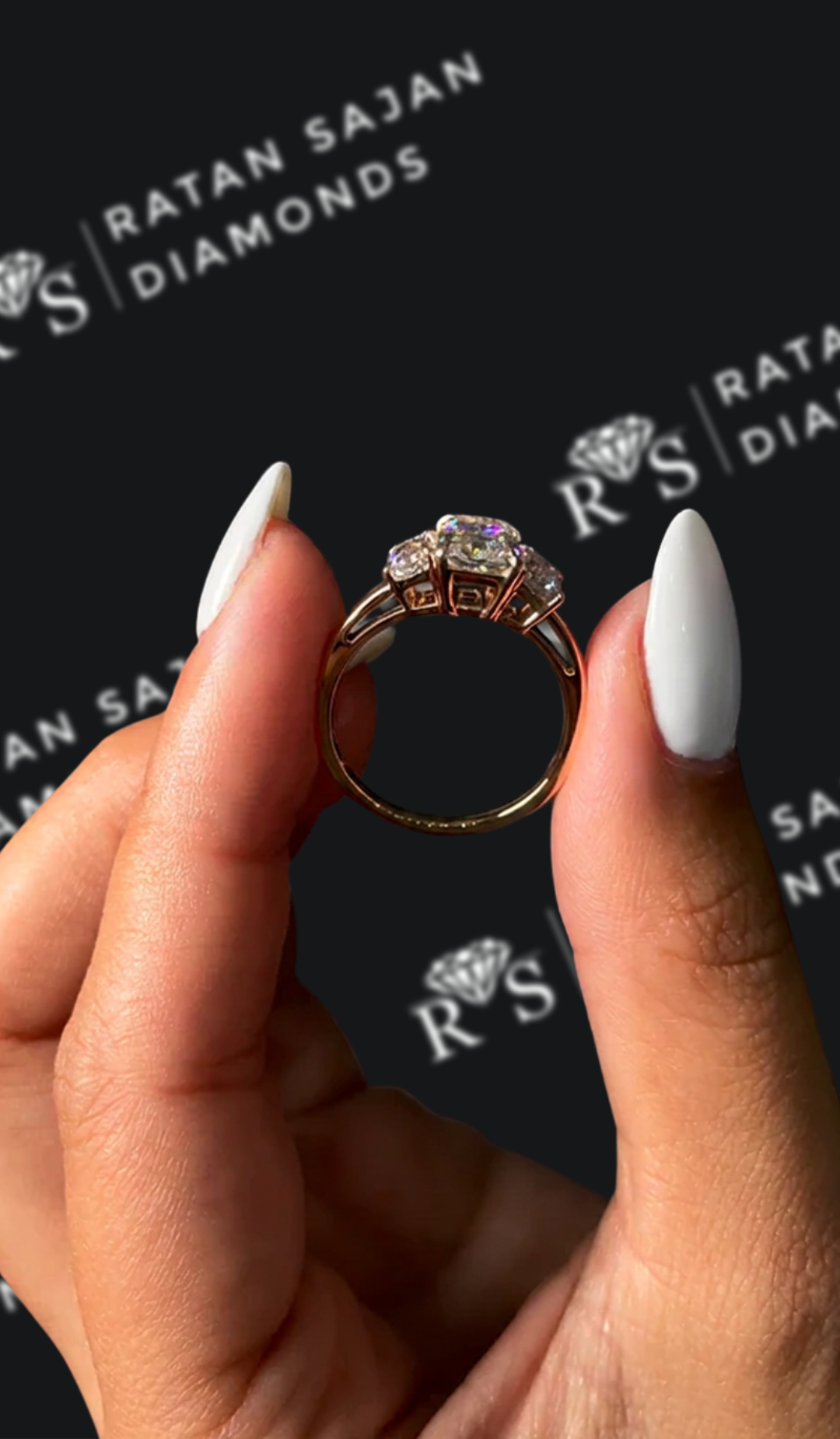 1.5 carat radiant cut natural diamond engagement ring by Ratan Sajan Diamonds Dubai
