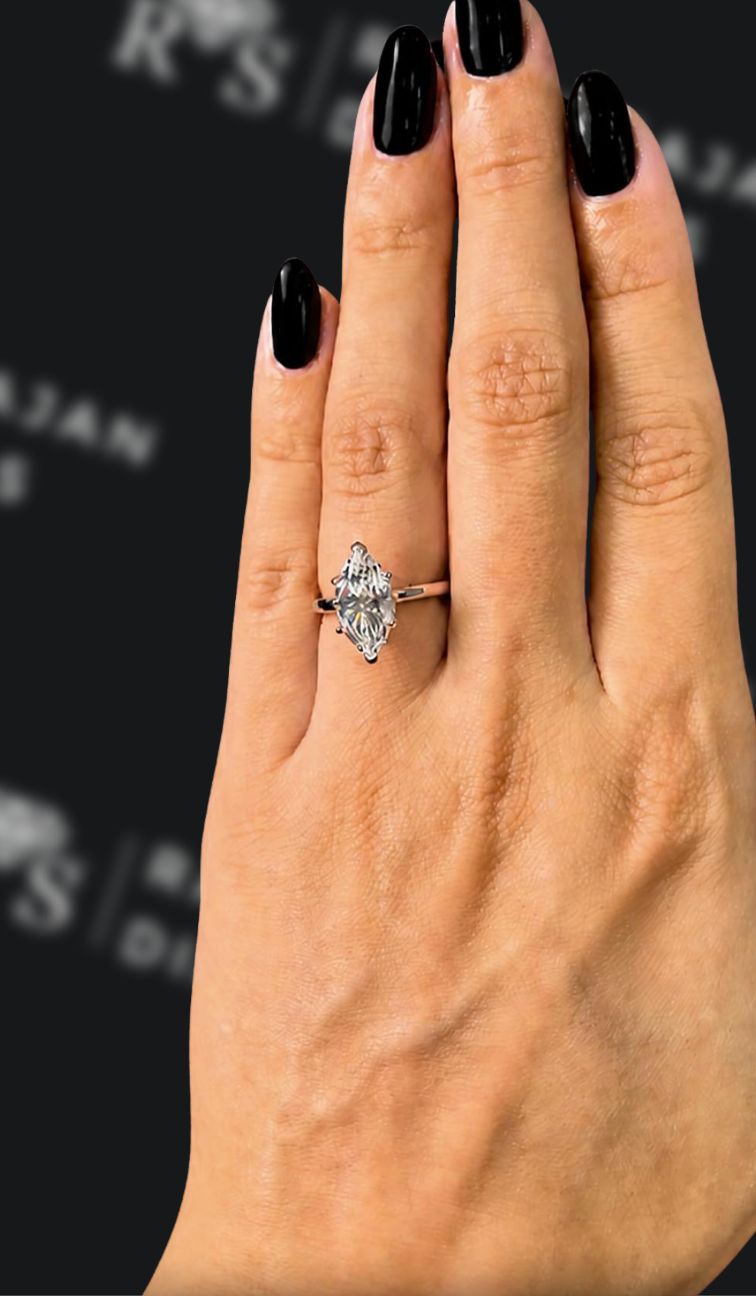 1.5 carat marquise cut natural diamond engagement ring by Ratan Sajan Diamonds Dubai