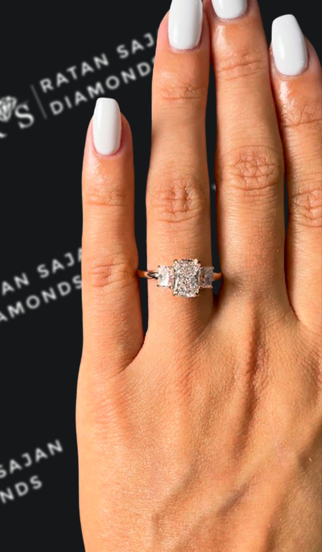 1.5 carat radiant cut natural diamond engagement ring by Ratan Sajan Diamonds Dubai