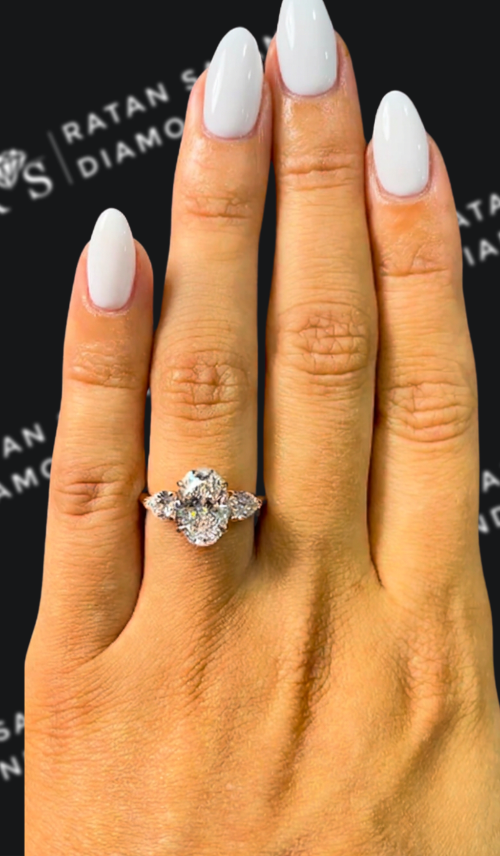 2.5 Carat Lab-Grown Trilogy Engagement Ring - Oval Diamond