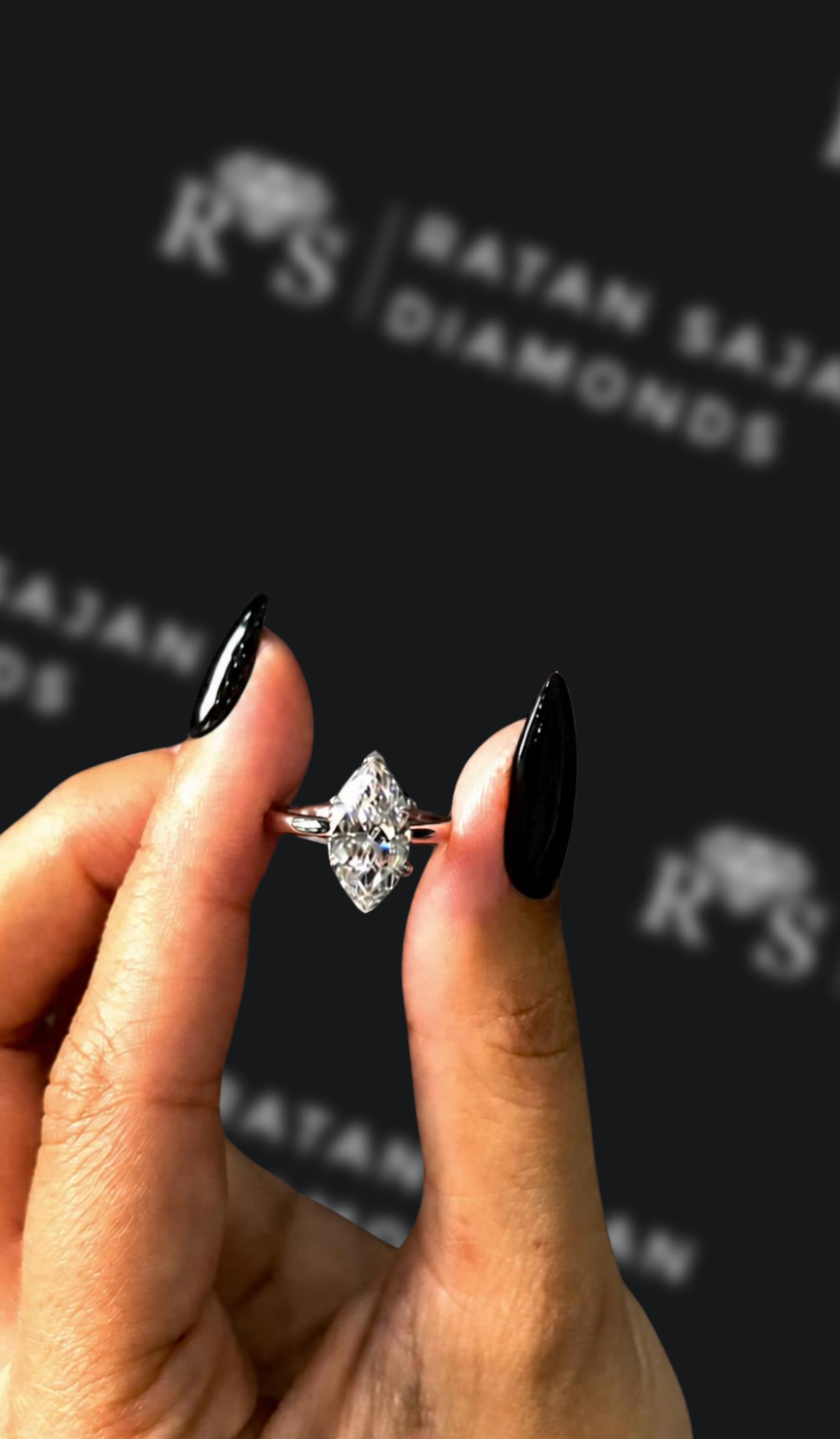 1.5 carat marquise cut natural diamond engagement ring by Ratan Sajan Diamonds Dubai