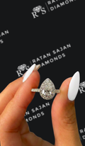 1 carat pear shaped natural diamond engagement ring by Ratan Sajan Diamonds Dubai