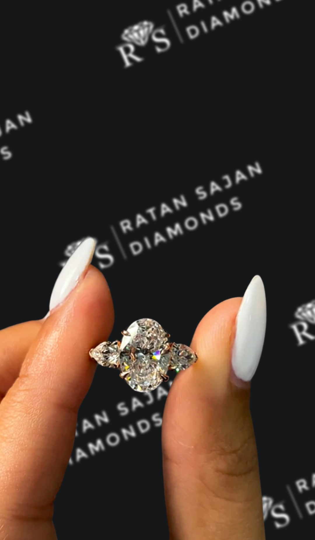 2.5 Carat Lab-Grown Trilogy Engagement Ring - Oval Diamond
