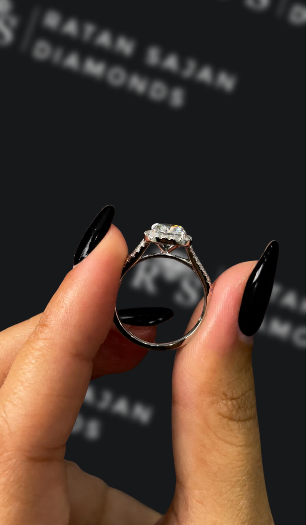 1 carat cushion cut natural diamond engagement ring by Ratan Sajan Diamonds Dubai