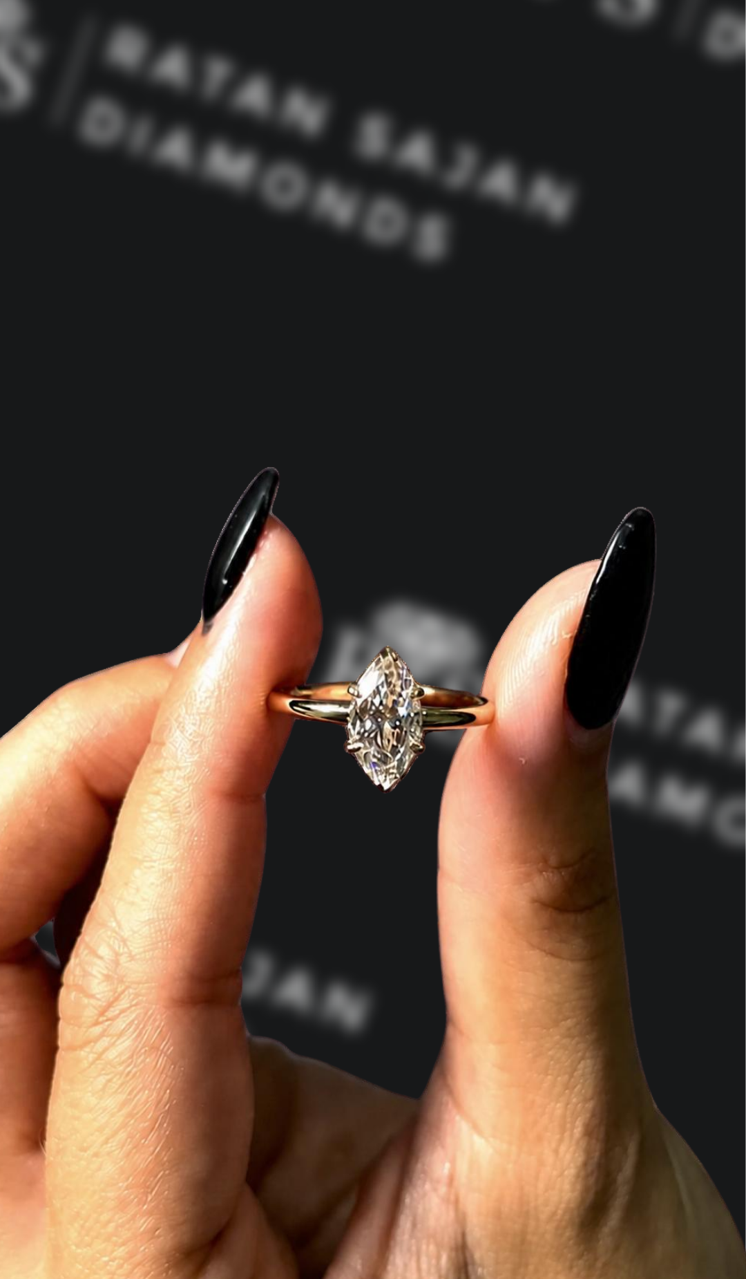 1 carat marquise cut natural diamond engagement ring by Ratan Sajan Diamonds Dubai