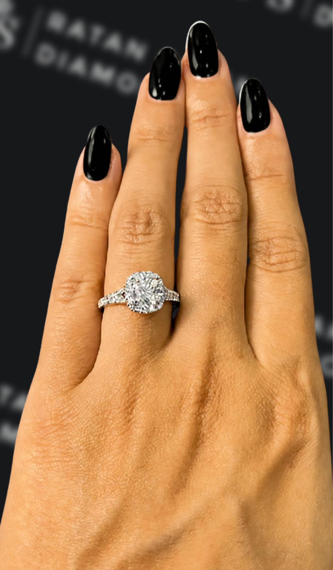 1 carat cushion cut natural diamond engagement ring by Ratan Sajan Diamonds Dubai