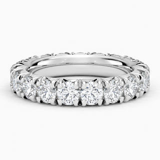 3 CTW Round Cut Natural Diamond French Pavé Full Eternity Band in 18K White Gold