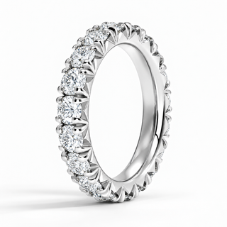 3 CTW Round Cut Natural Diamond French Pavé Full Eternity Band in 18K White Gold