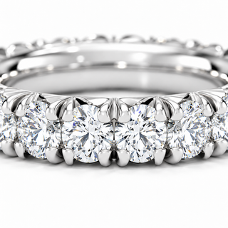 3 CTW Round Cut Natural Diamond French Pavé Full Eternity Band in 18K White Gold
