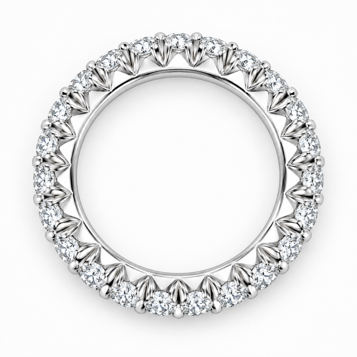 3 CTW Round Cut Natural Diamond French Pavé Full Eternity Band in 18K White Gold