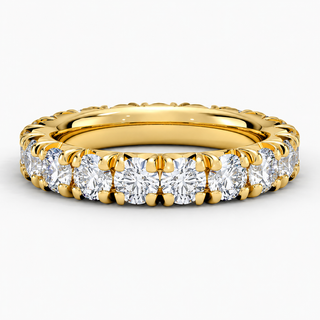 3 CTW Round Cut Natural Diamond French Pavé Full Eternity Band in 18K Yellow Gold