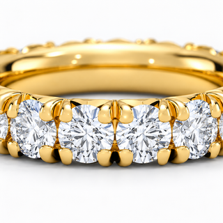 3 CTW Round Cut Natural Diamond French Pavé Full Eternity Band in 18K Yellow Gold