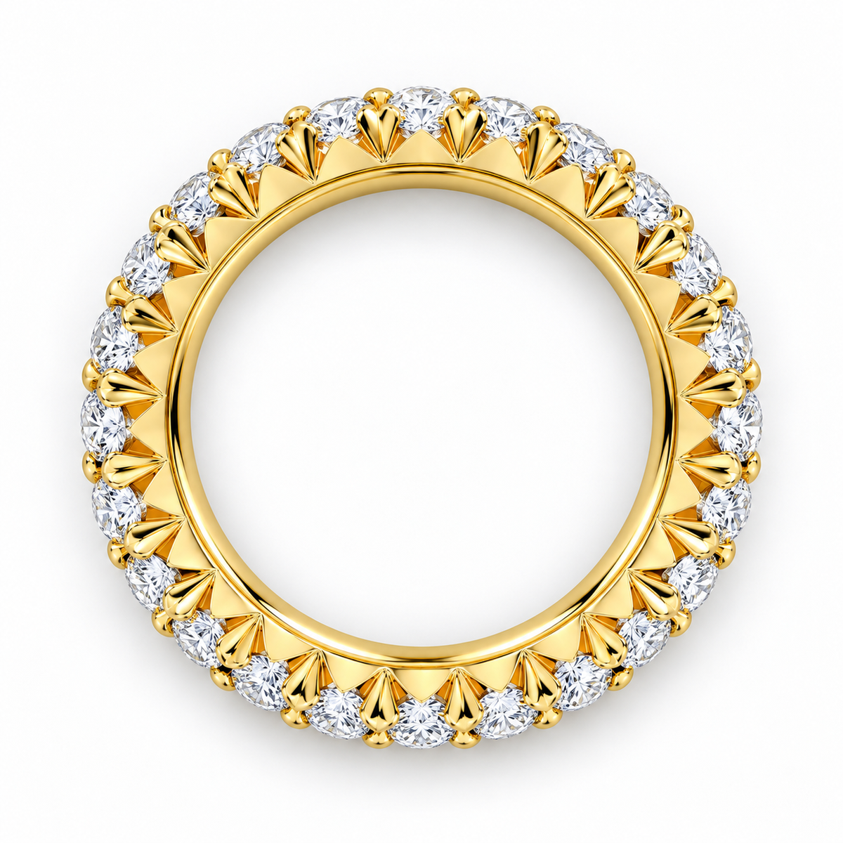 3 CTW Round Cut Natural Diamond French Pavé Full Eternity Band in 18K Yellow Gold