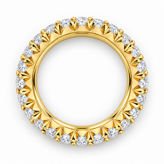 3 CTW Round Cut Natural Diamond French Pavé Full Eternity Band in 18K Yellow Gold