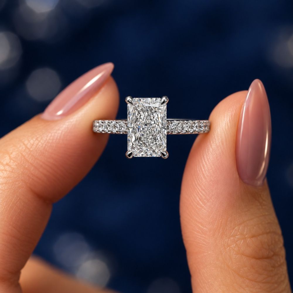 3 Carat - Long Radiant - Natural Diamond - Solitaire Engagement Ring