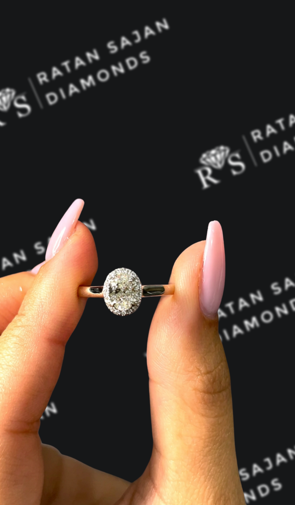 0.5 carat oval natural diamond engagement ring by Ratan Sajan Diamonds Dubai