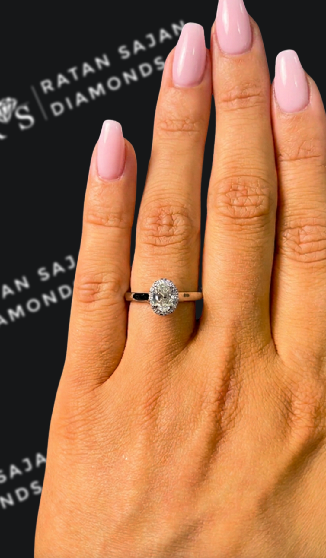 0.5 carat oval natural diamond engagement ring by Ratan Sajan Diamonds Dubai