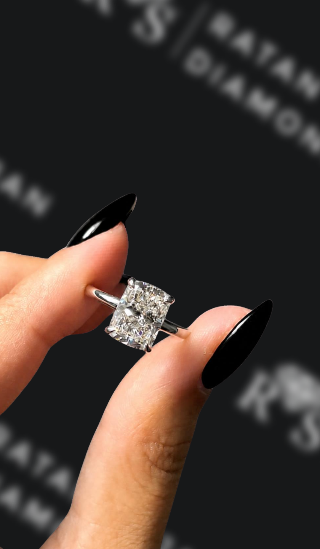 1 carat cushion cut natural diamond engagement ring by Ratan Sajan Diamonds Dubai