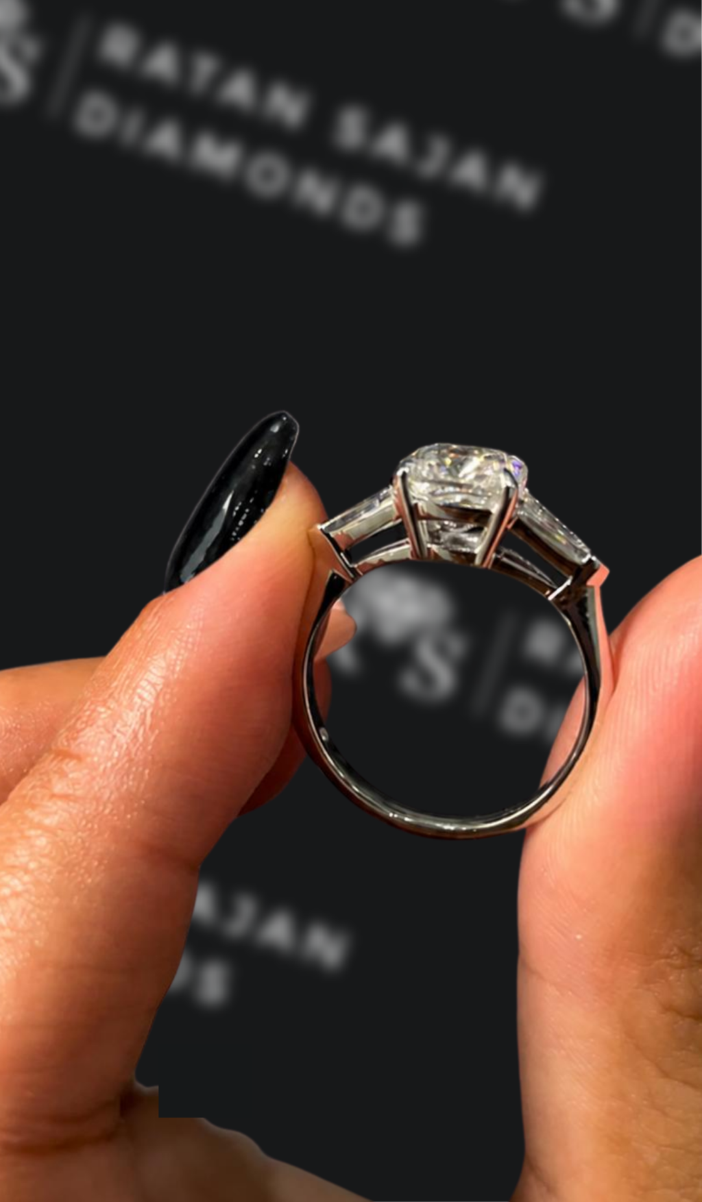 1 carat cushion cut natural diamond engagement ring by Ratan Sajan Diamonds Dubai