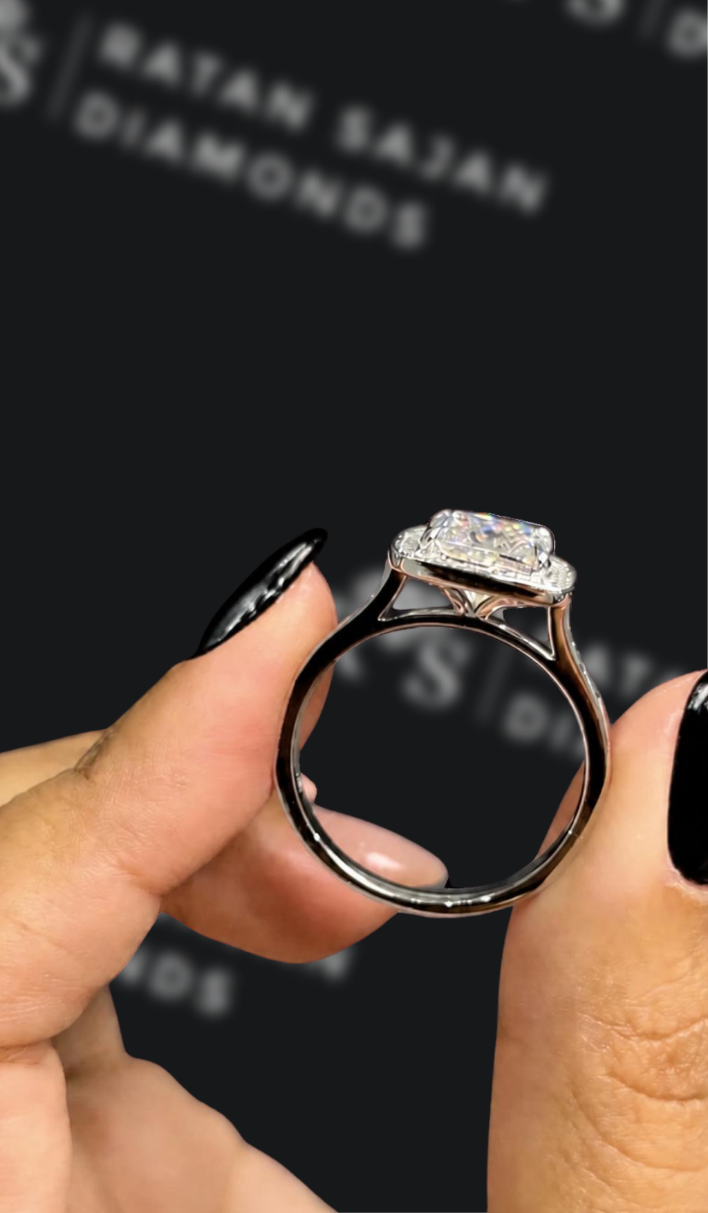 2.5 carat princess cut natural diamond engagement ring by Ratan Sajan Diamonds Dubai