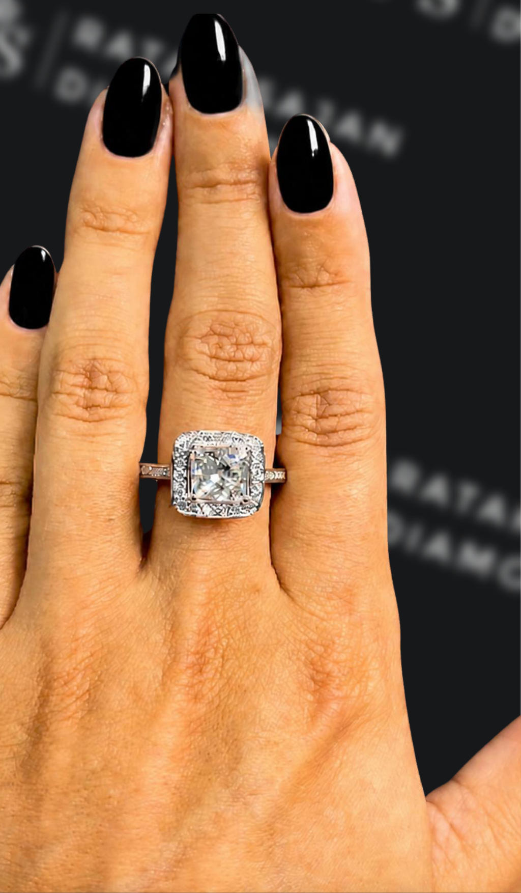 2.5 carat princess cut natural diamond engagement ring by Ratan Sajan Diamonds Dubai