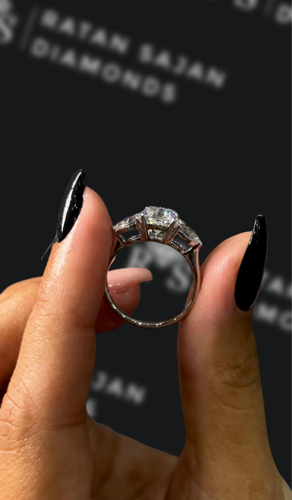 1.5 carat cushion cut natural diamond engagement ring by Ratan Sajan Diamonds Dubai