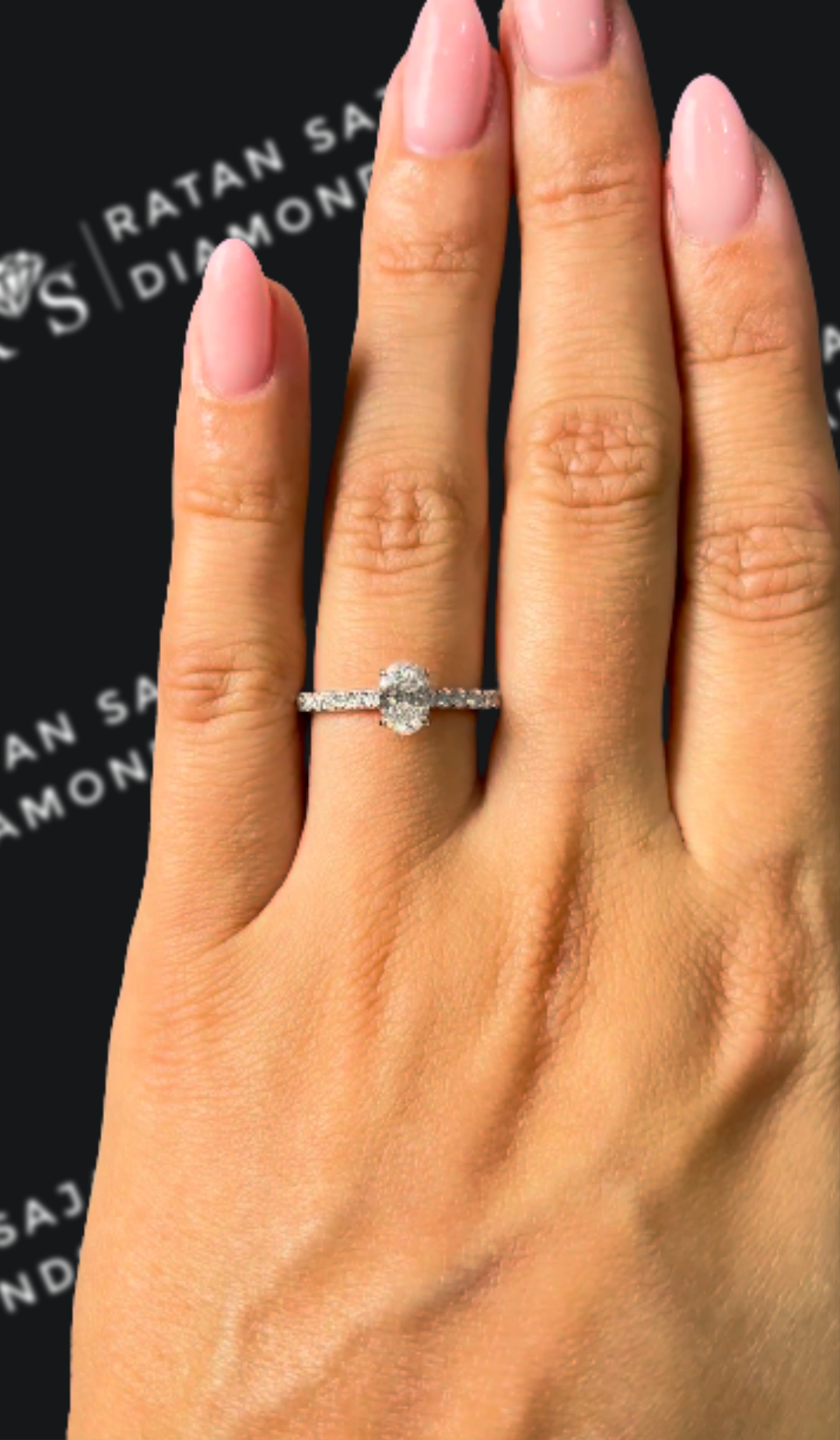 0.5 carat oval natural diamond engagement ring by Ratan Sajan Diamonds Dubai