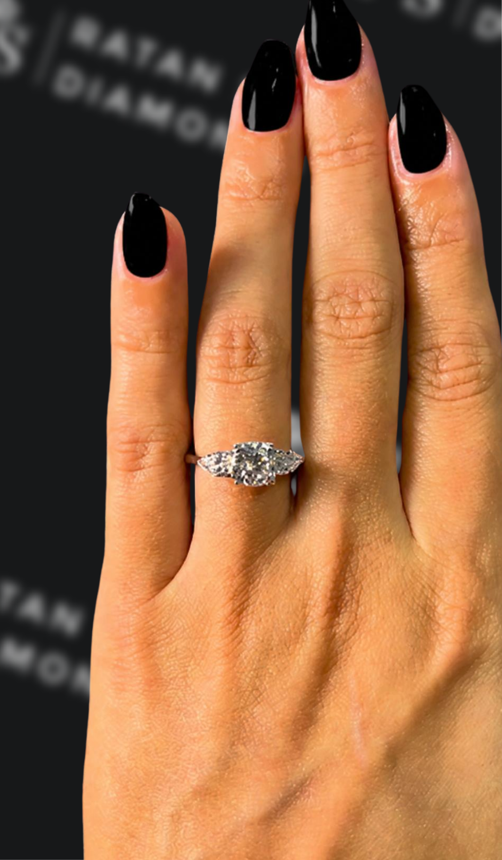 1.5 carat cushion cut natural diamond engagement ring by Ratan Sajan Diamonds Dubai