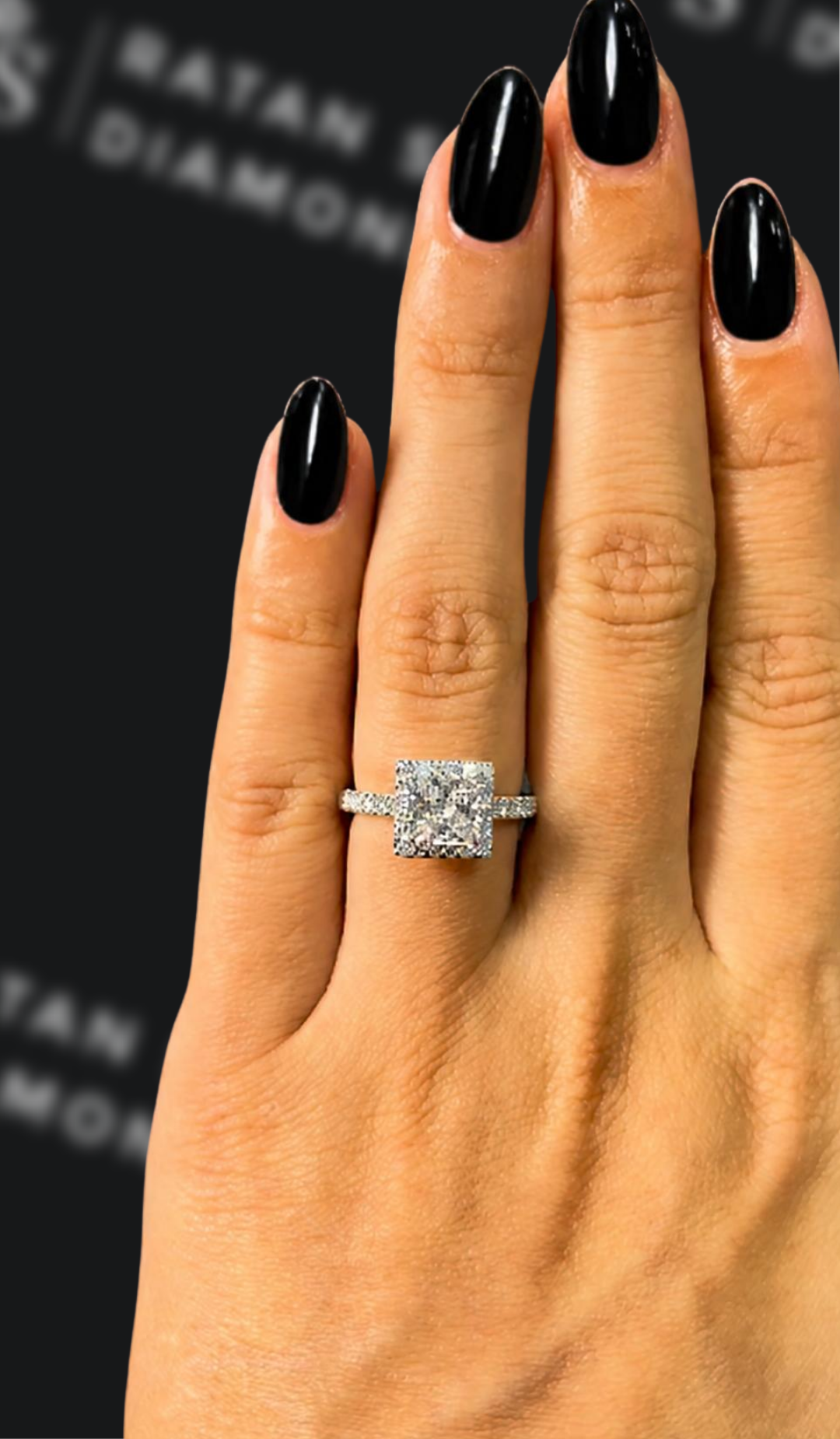 1.5 carat princess cut natural diamond engagement ring by Ratan Sajan Diamonds Dubai