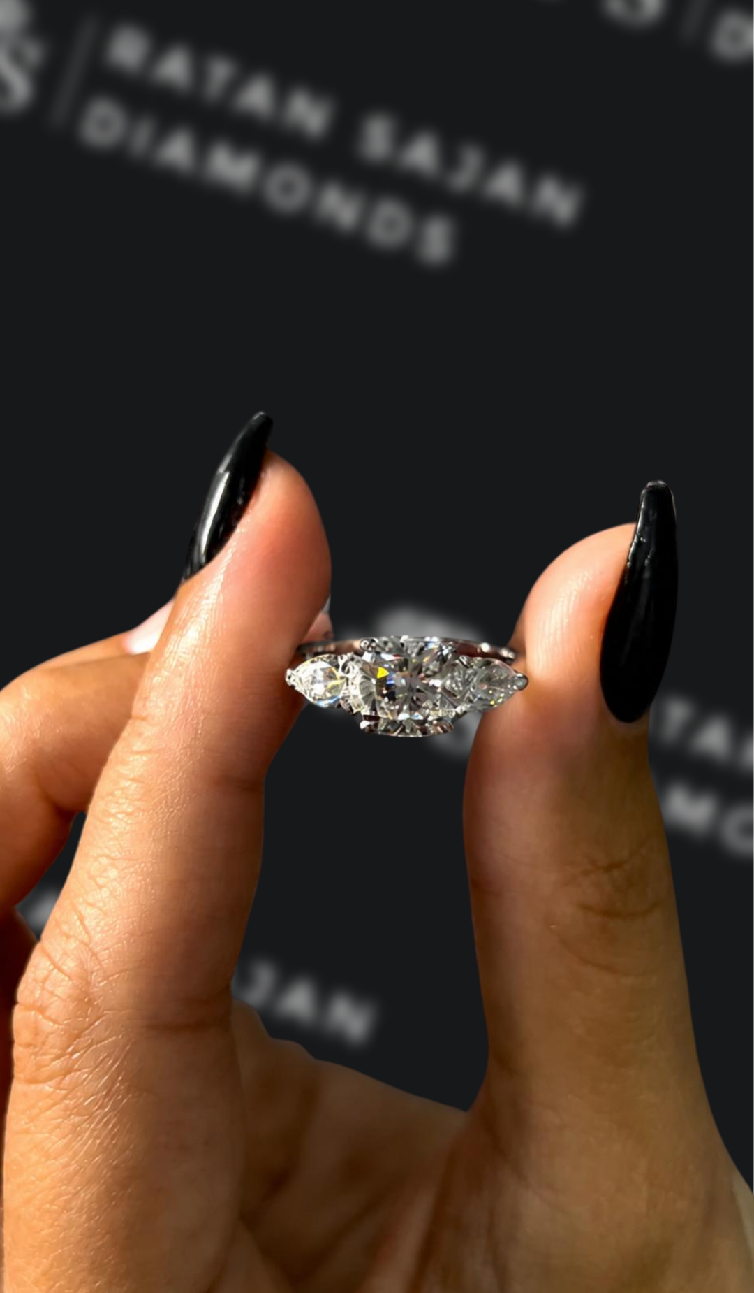 1.5 carat cushion cut natural diamond engagement ring by Ratan Sajan Diamonds Dubai