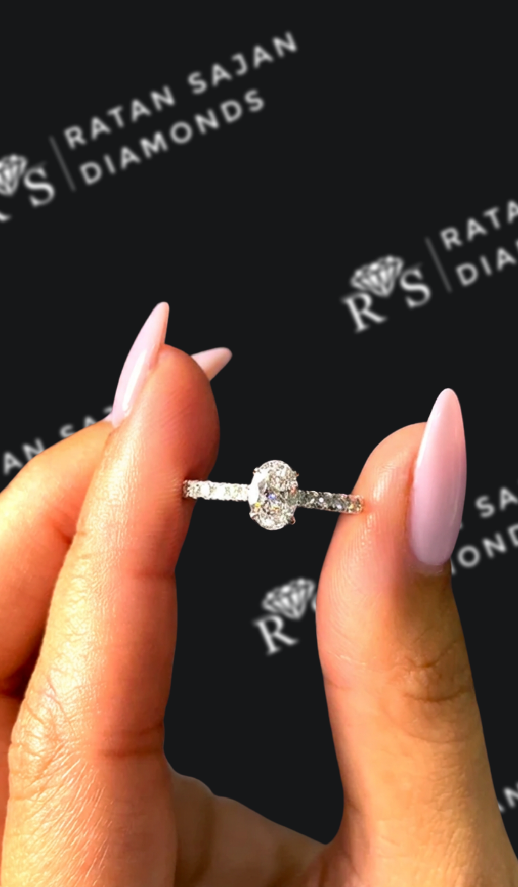 0.5 carat oval natural diamond engagement ring by Ratan Sajan Diamonds Dubai