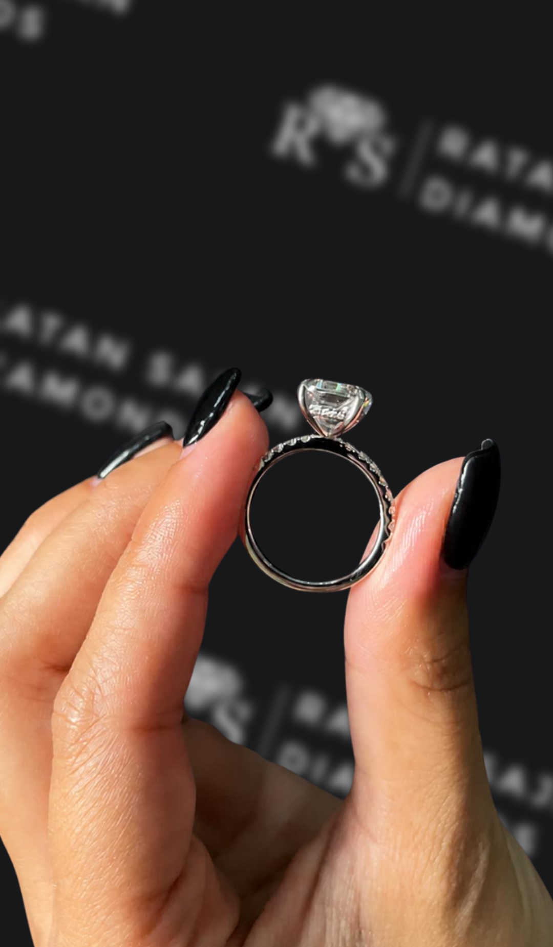 1.5 carat cushion cut natural diamond engagement ring by Ratan Sajan Diamonds Dubai