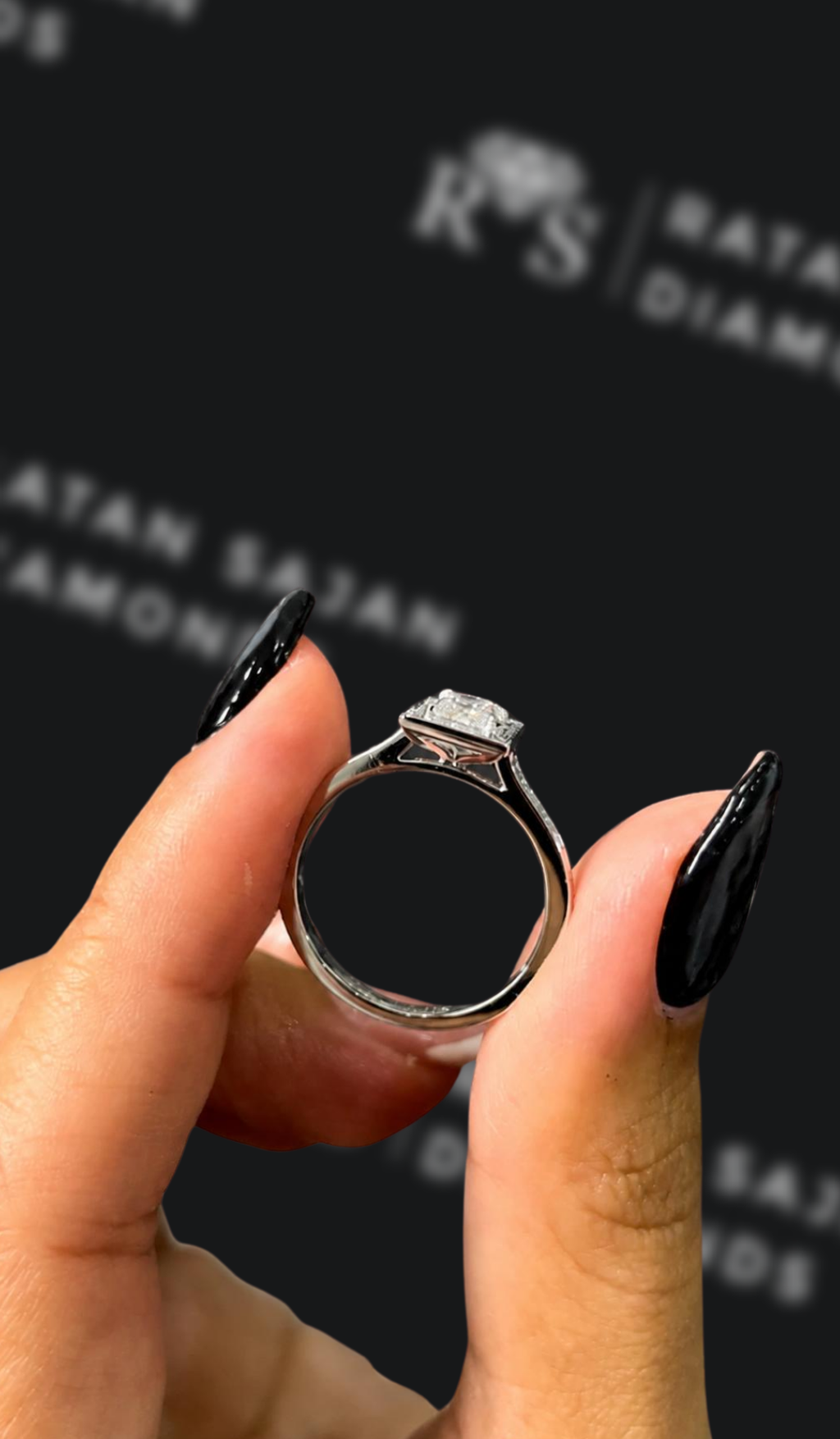 0.5 carat princess cut natural diamond engagement ring by Ratan Sajan Diamonds Dubai